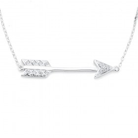 Sterling+Silver+Cubic+Zirconia+45cm+Arrow+Necklet