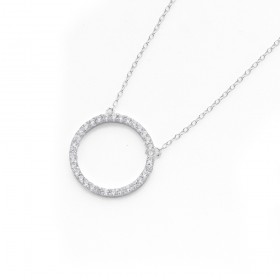 Sterling+Silver+45cm+Cubic+Zirconia+Circle+Necklet