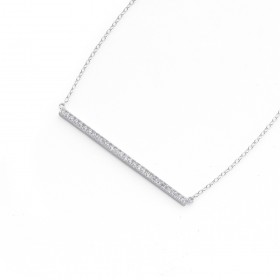 45cm+Cubic+Zirconia+Bar+Necklace+in+Sterling+Silver