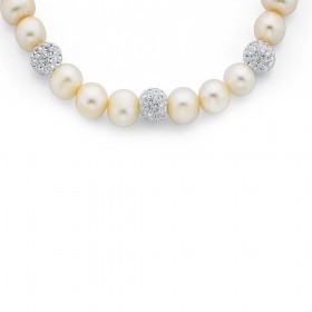 Sterling-Silver-43cm-Freshwater-Pearl-Crystal-Necklet on sale