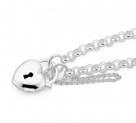 Sterling-Silver-19cm-Belcher-Padlock-Bracelet on sale