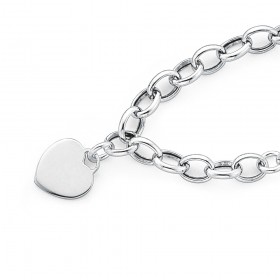 Sterling+Silver+19cm+Hollow+Belcher+Bracelet+with+Heart+Disc