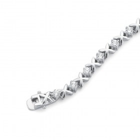 Sterling+Silver+Cubic+Zirconia+Kiss+Bracelet