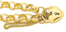 9ct-19cm-Belcher-Padlock-Bracelet on sale