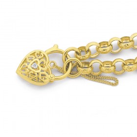 9ct-19cm-Belcher-Bracelet-with-Diamond-Padlock on sale