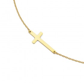 19cm-Cross-Belcher-Bracelet-in-9ct-Yellow-Gold on sale