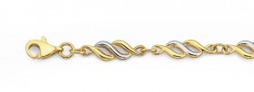 20cm-Two-Tone-Triple-Flame-Link-Bracelet-in-9ct-Yellow-and-White-Gold on sale