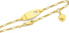 9ct-Childrens-16cm-31-Figaro-Heart-ID-Bracelet on sale