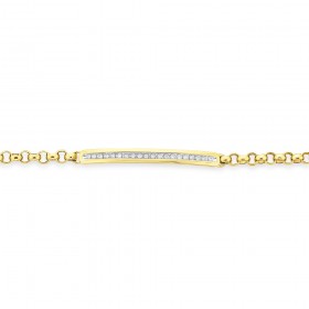 9ct-Gold-Diamond-ID-Belcher-Bracelet on sale