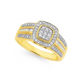 9ct-Diamond-Cushion-Shape-Dress-Ring on sale