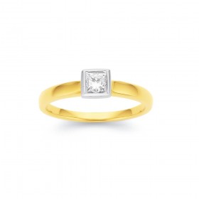 9ct-30ct-Princess-Cut-Diamond-Solitaire-Rubover-Set-Ring on sale