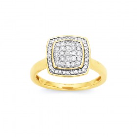 9ct-Pave-Set-Halo-Cushion-Shape-Dress-Ring on sale