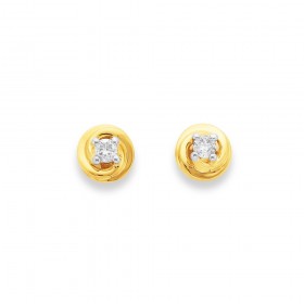 9ct+Twist+Circle+Diamond+Earrings