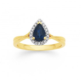 9ct+Sapphire+%26amp%3B+Diamond+Ring