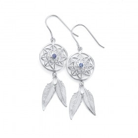 Sterling+Silver+Violet+Cubic+Zirconia+Dream+Catcher+Earrings