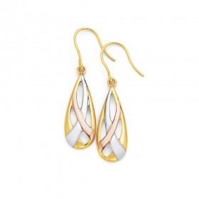 9ct-Tri-Tone-Teardrop-Earrings on sale