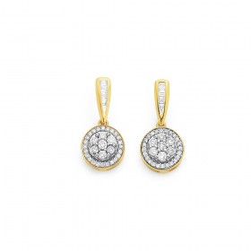 9ct+Cluster+Diamond+Earrings+Total+Diamond+Weight%3D.50ct