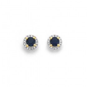 9ct+Sapphire+%26amp%3B+Diamond+Earrings