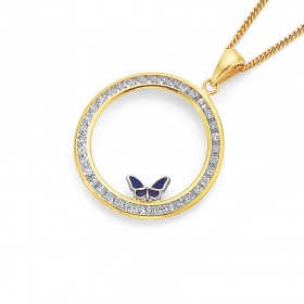 9ct+Cubic+Zirconia+Butterfly+Pendant