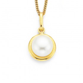 9ct+Yellow+Gold+Freshwater+Pearl+Pendant