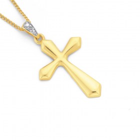 9ct+Cross+Diamond+Set+Pendant