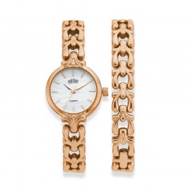 Elite-Rose-Gold-Tone-Fluer-Des-Watch-Bracelet-Set on sale