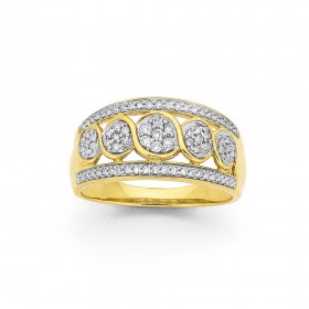 9ct-Wide-Diamond-Dress-Ring-TDW34ct on sale