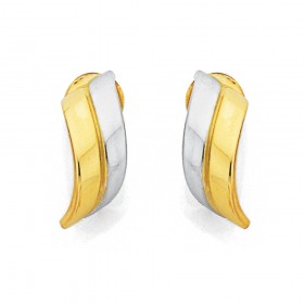 9ct-Two-Tone-Half-Hoop-Earrings on sale