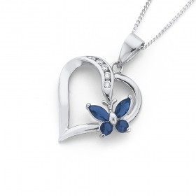 Dark+Blue+Cubic+Zirconia+Butterfly+Heart+Pendant+in+Sterling+Silver