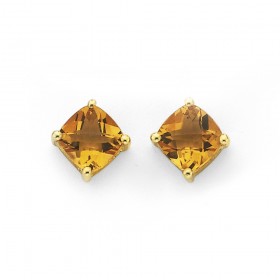 9ct+5mm+Citrine+Stud+Earrings