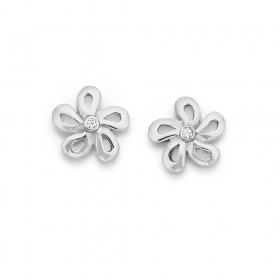 Sterling-Silver-Small-Flower-with-Cubic-Zirconia-In-Centre-Studs on sale