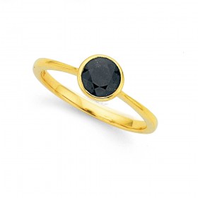 Bezel-Set-Sapphire-Ring-in-9ct-Yellow-Gold on sale