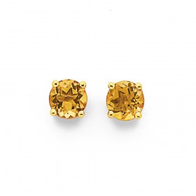 5mm+Citrine+Studs+in+9ct+Yellow+Gold