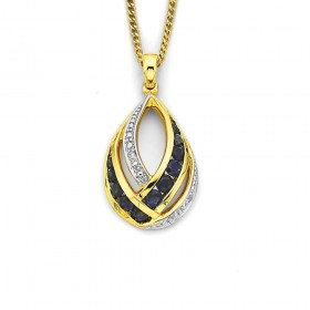 9ct+Sapphire+%26amp%3B+Diamond+Pendant