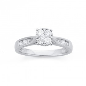 9ct-White-Gold-Diamond-Cluster-Ring-Total-Diamond-Weight50ct on sale