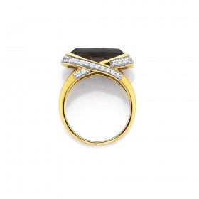 9ct+Smoky+Quartz+%26amp%3B+Cubic+Zirconia+Ring