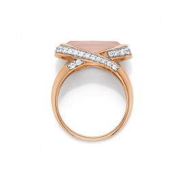 9ct+Rose+Gold+Rose+Quartz+%26amp%3B+Cubic+Zirconia+Ring