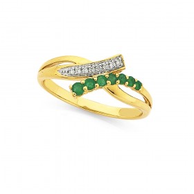 9ct-Emerald-Diamond-Ring on sale