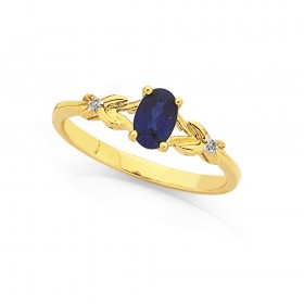 9ct-Created-Sapphire-Diamond-Ring on sale