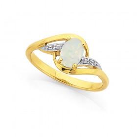 9ct+Opal+%26amp%3B+Diamond+Ring