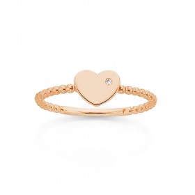 9ct-Rose-Gold-Heart-with-Diamond-Ring on sale