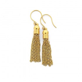 Stainless+Steel+Gold+Tassel+Chain+Drop+Earrings