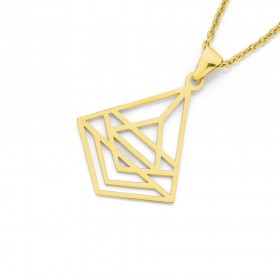 Stainless+Steel+Gold+Tone+Geometric+Pendant