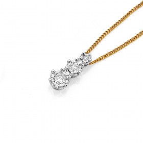 9ct+White+Gold+Diamond+Pendant