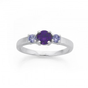 Sterling-Silver-Cubic-Zirconia-Trilogy-Ring on sale