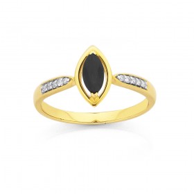 9ct-Marquise-Sapphire-and-Diamond-Ring on sale