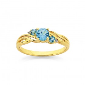 Topaz+%26amp%3B+Diamond+Swirl+Ring+in+9ct+Yellow+Gold