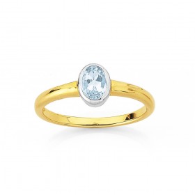 Aquamarine+Bezel+Ring+in+9ct+Yellow+Gold