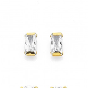 9ct+Cubic+Zirconia+Bar+Earrings