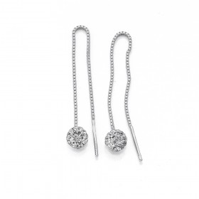 Sterling+Silver+Crystal+Ball+Thread+Earrings